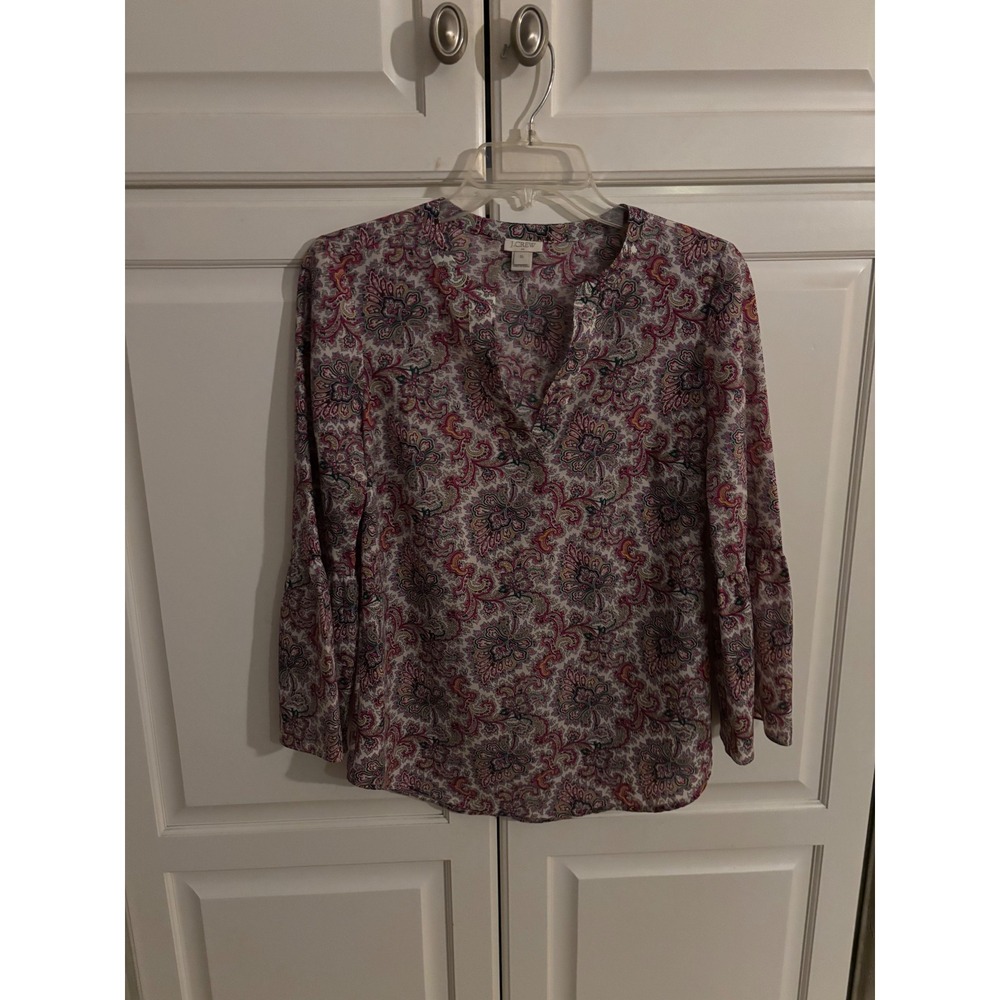 J.‎ Crew Paisley Print Long Sleeve Blouse Women's XS Multicolor